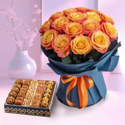 Orange Roses N Baklava Bliss 1