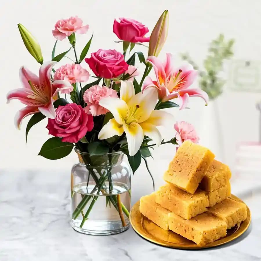 Mixed Floral Elegance N Mysore Pak