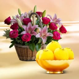 Mixed Flowers N Raj Bhog Combo 1