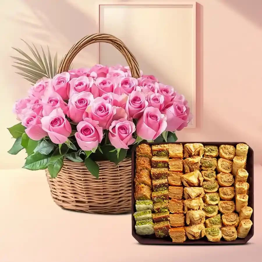 Pink Roses N Baklava Treat