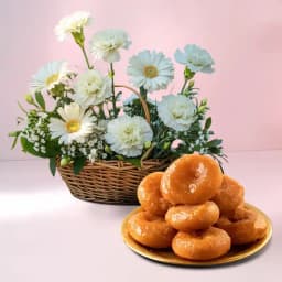 Elegant White Flowers N Badusha Delight 1