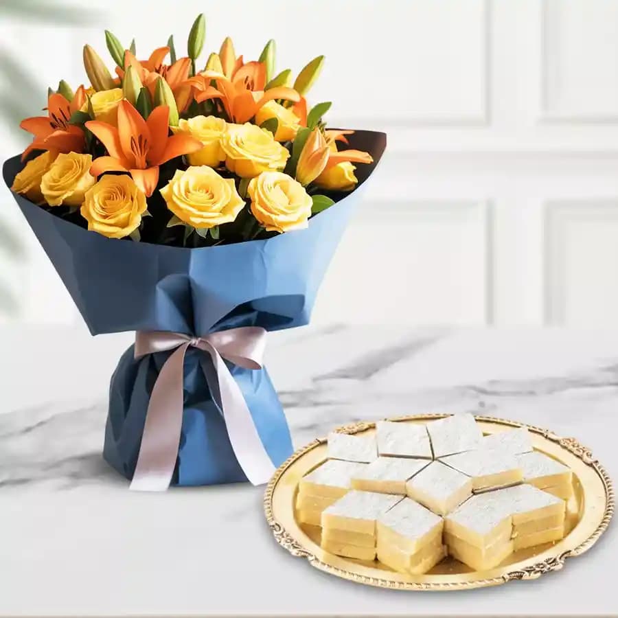 Floral Delight N Kaju Katli Treat