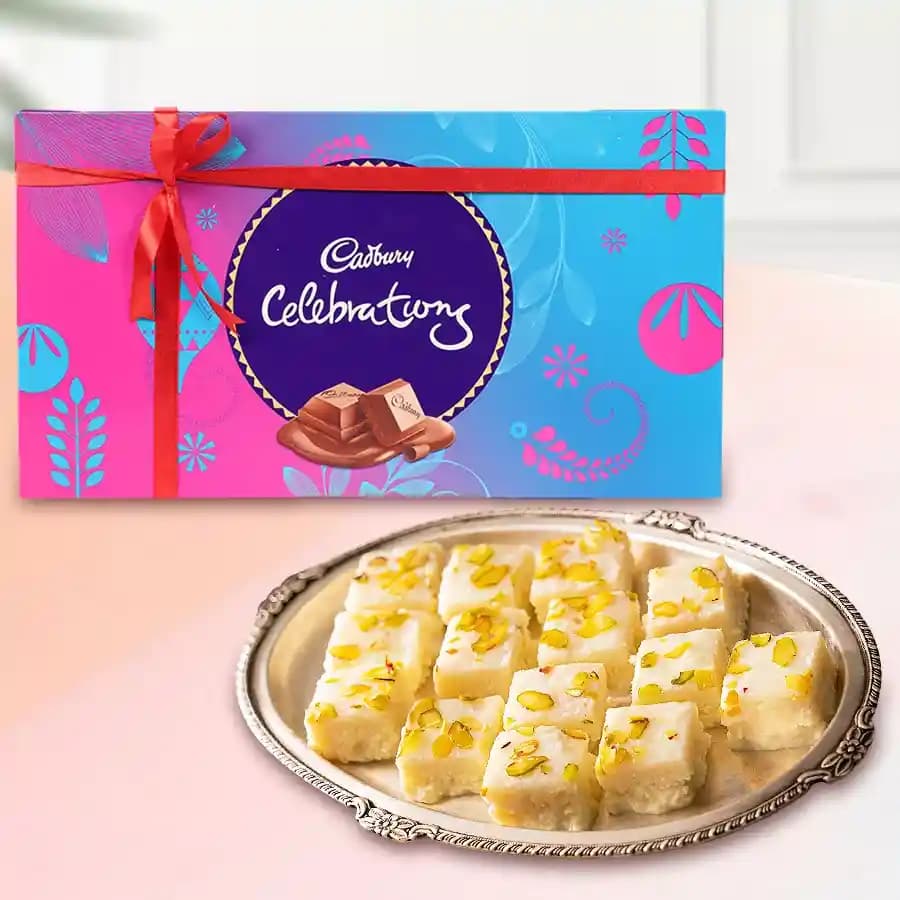 Malai Barfi from Karachi Sweet Mart with Cadbury Celebration