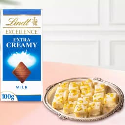 Malai Barfi from Karachi Sweet Mart with Lindt Excellence Bar 1