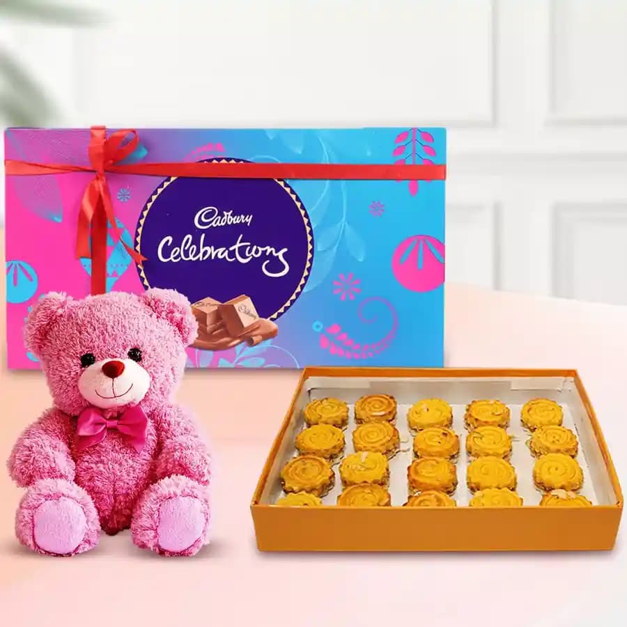 Baked Badam Jalebi from Ganguram with Teddy N Cadbury Celebration