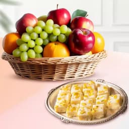 Malai Barfi from Karachi Sweet Mart with Fresh Fruit Basket 1