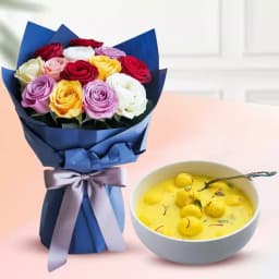 Mixed Roses N Creamy Rasmalai Treat 1