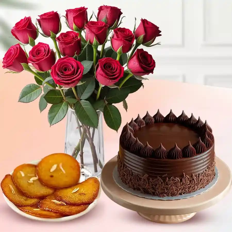 Romantic Roses N Sweet Celebrations