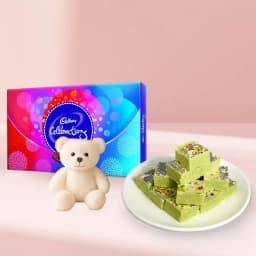 Pista Barfi from Karachi Sweet Mart with Teddy N Cadbury Celebration 1