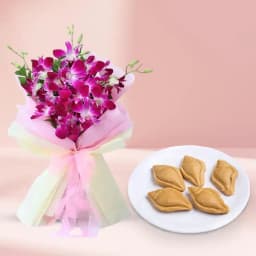 Nolen Gurer Shankh Sandesh from Ganguram with Orchid Bouquet 1