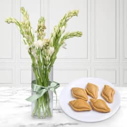 Nolen Gurer Shankh Sandesh from Ganguram with Rajnigandha Stems 1