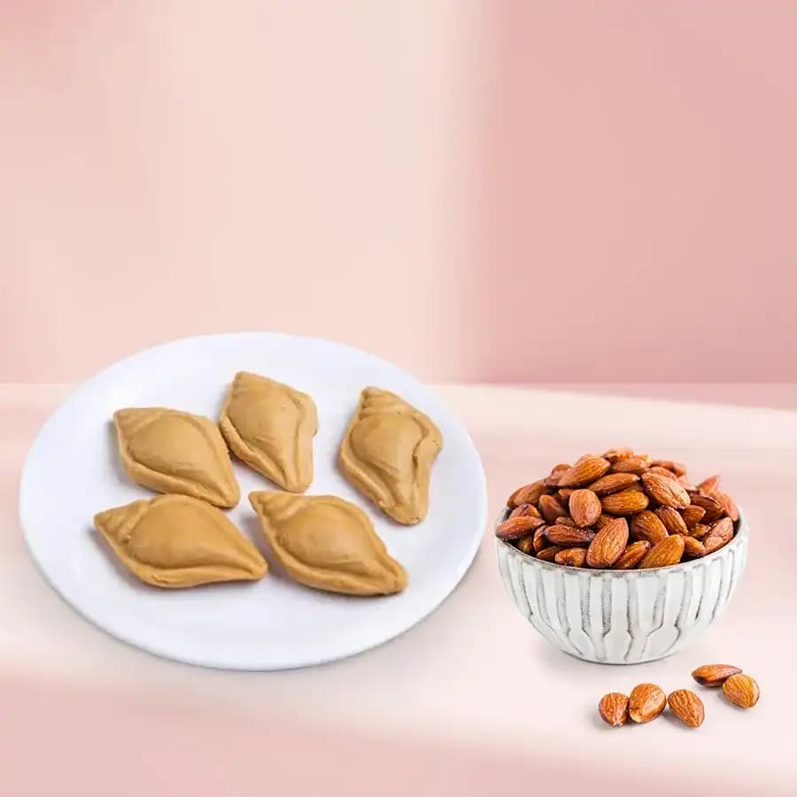 Nolen Gurer Shankh Sandesh from Ganguram with Crunchy Almonds