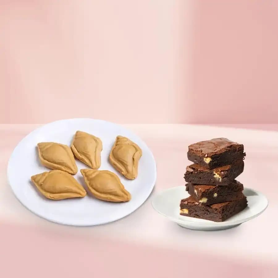 Nolen Gurer Shankh Sandesh from Ganguram with Brownies