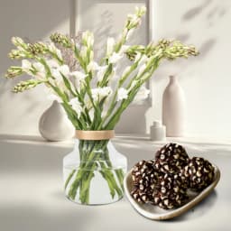 Delightful Kaju Chocotwin with Elegance of Rajnigandha in a Premium Vase 1