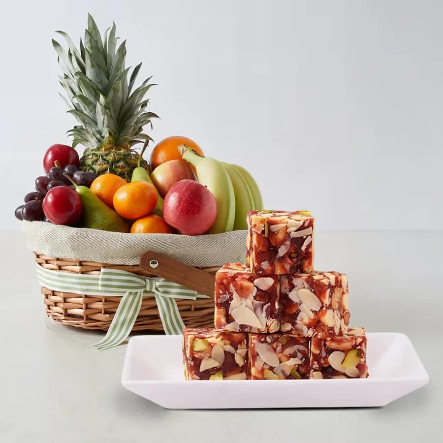 Dry Fruits Barfi from Mithas Delicious Sweets with Fresh Fruit Basket