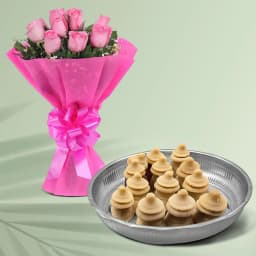 Amrita Kumbha from K.C.Das with Pink Rose Bouquet 1