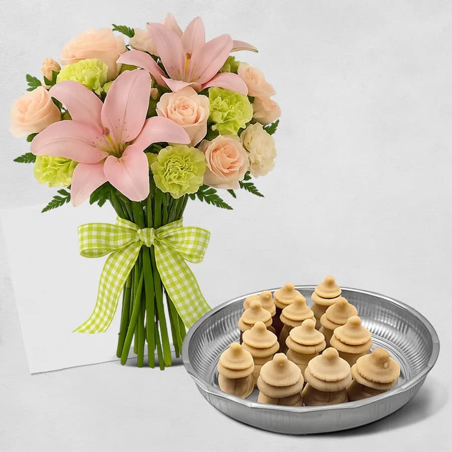 Amrita Kumbha from K.C.Das with Mixed Flowers Bouquet