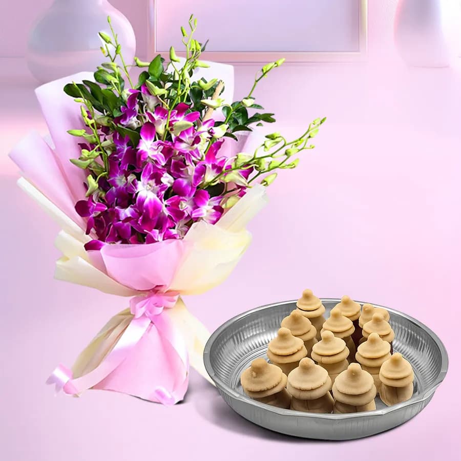 Amrita Kumbha from K.C.Das with Orchid Bouquet