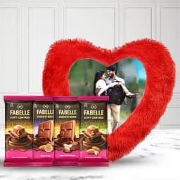 Delightful Fabelle Chocolate Selection with Customized Cushion 1