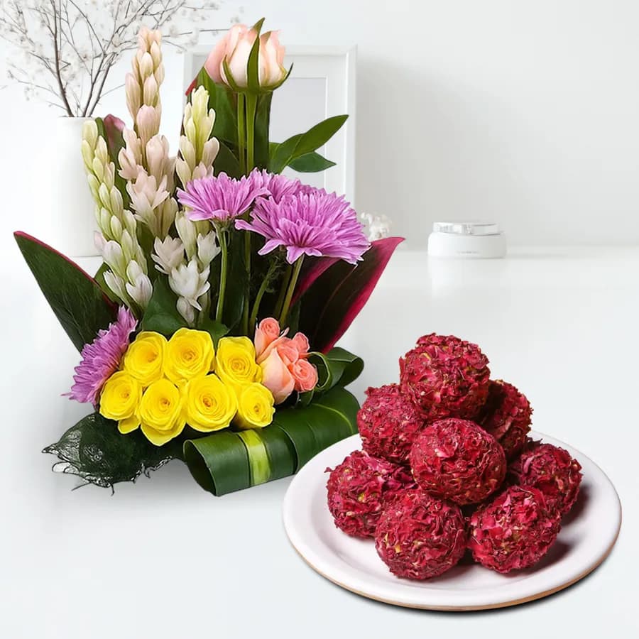 Delectable Kaju Delight with Flower Bliss