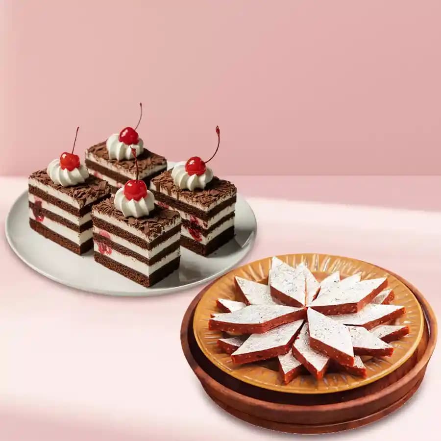 Anjeer Katli from Mithas Delicious Sweets with Chocolate Pastry