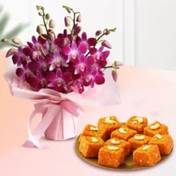 Akhrot Barfi from Mithas Delicious Sweets with Orchid Bouquet 1