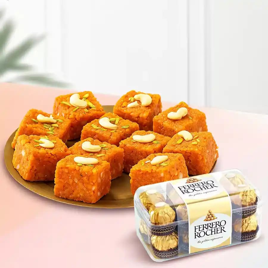 Akhrot Barfi from Mithas Delicious Sweets with Ferrero Rocher