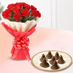 Choc-O-Bell from K.C.Das with Red Carnation Bouquet 1