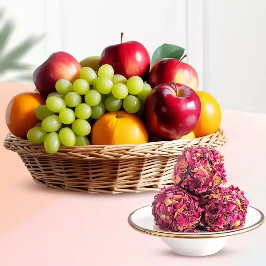 Delightful Kaju Rose Treats with Seasonal Fruits