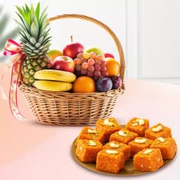 Akhrot Barfi from Mithas Delicious Sweets with Fresh Fruit Basket 1