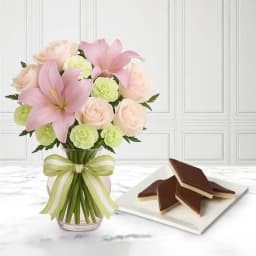 Chocolate Katli from Mithas Delicious Sweets with a Mixed Flowers Bouquet 1