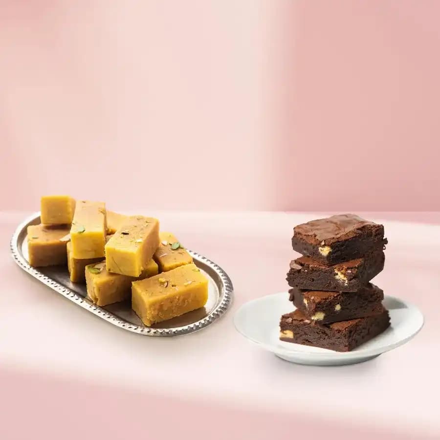 Decadent Mysore Pak & Chocolate Brownie Treat