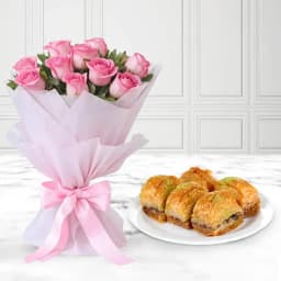 Delightful Fusion: Baklava & Pink Roses 1