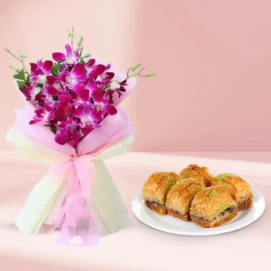 Orchid Delight and Baklava Treat