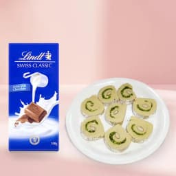 Kaju Cake from Mithas Delicious Sweets with Lindt Excellence Chocolate Bar 1
