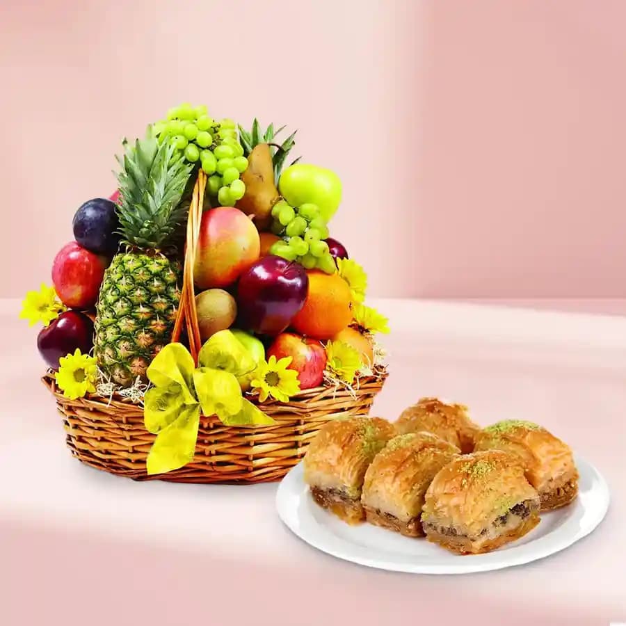 Sumptuous Baklava and Seasonal Fruit Delight