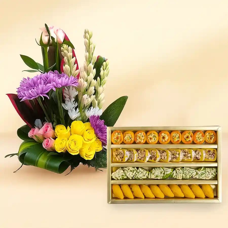 Elegant Cashew Haven with Floral Splendor