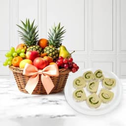 Kaju Cake from Mithas Delicious Sweets with Fresh Fruit Basket 1