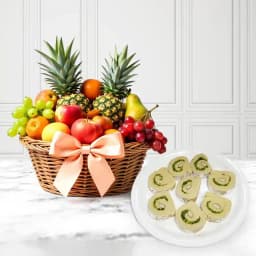 Kaju Cake from Mithas Delicious Sweets with Fresh Fruit Basket 1