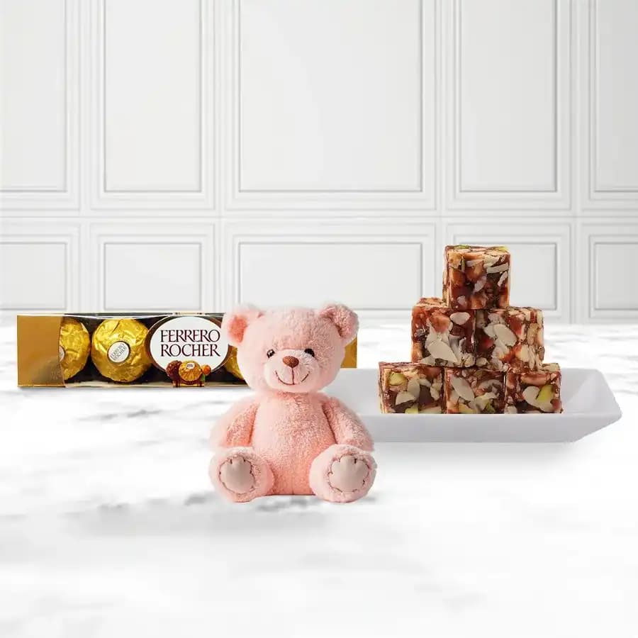 Dry Fruits Barfi from Mithas Delicious Sweets with Teddy N Ferrero Rocher