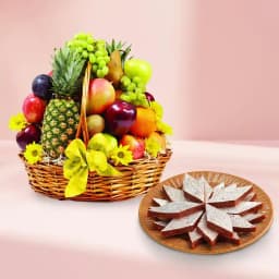 Anjeer Katli from Mithas Delicious Sweets with Fresh Fruit Basket 1