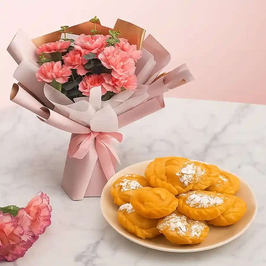 Cheerful Carnations N Chandrakala Bliss