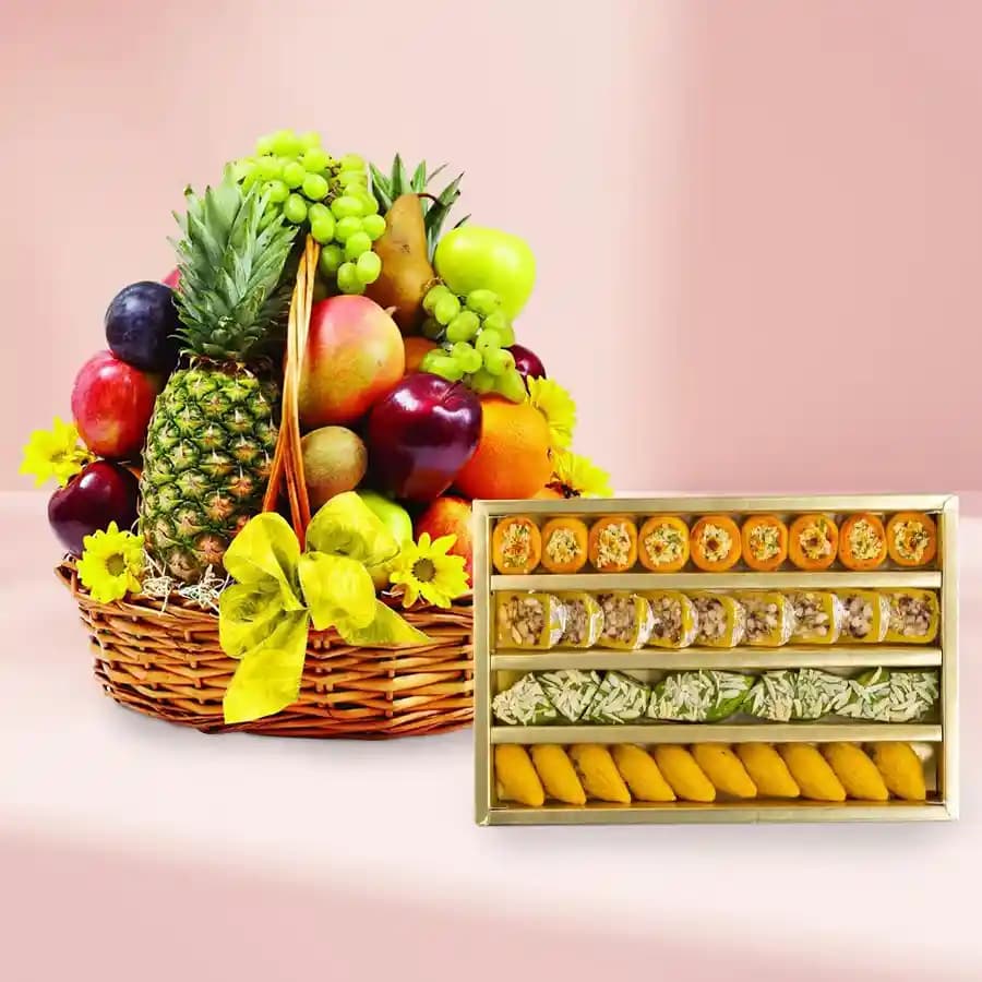 Gourmet Cashew Treat & Seasonal Fruit Selection