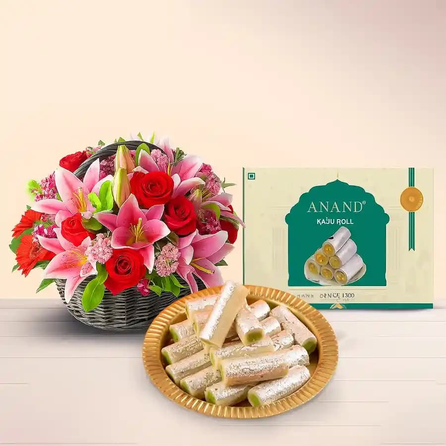 Charming Floral Delight with Kaju Rolls