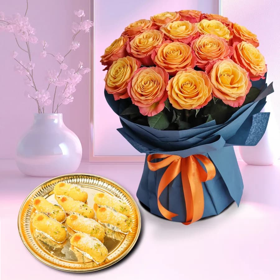 Fresh Roses N Kesar Chamcham Combo