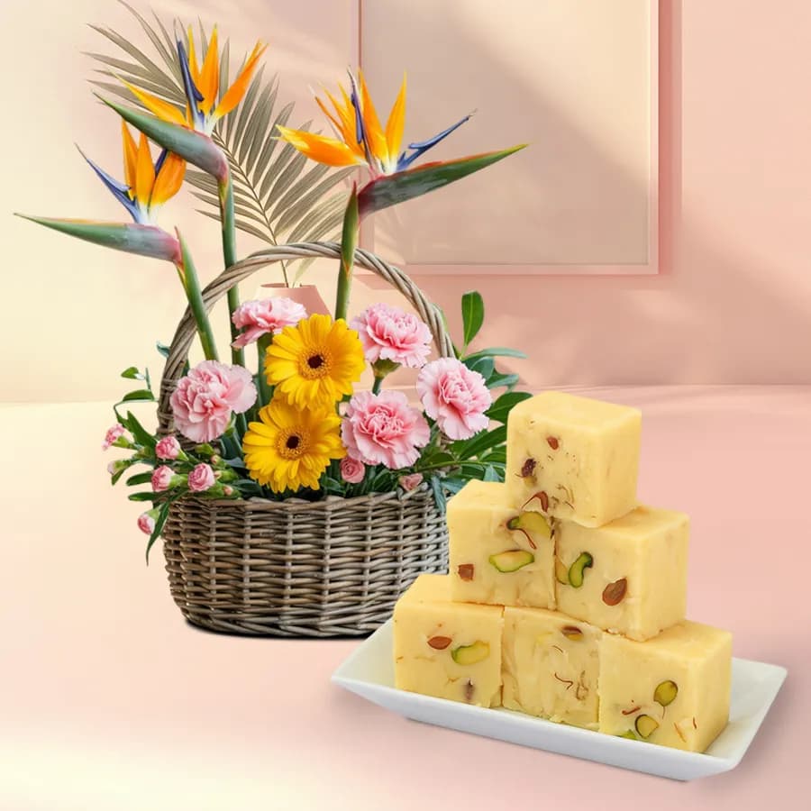 Fresh Flowers N Sonpapri Surprise