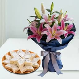 Fresh Lilies N Indulgent Kaju Barfi 1