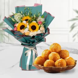 Assorted Flowers N Laddu Fusion 1