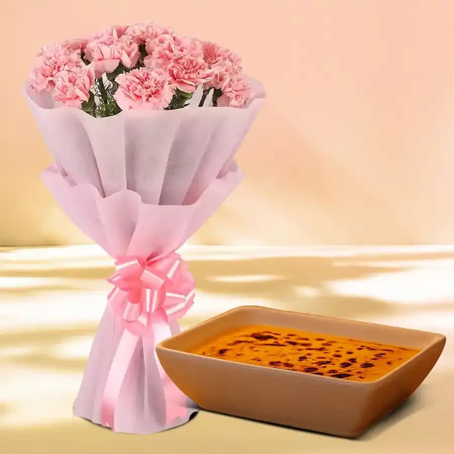 Radiant Carnations N Baked Mihidana Duo