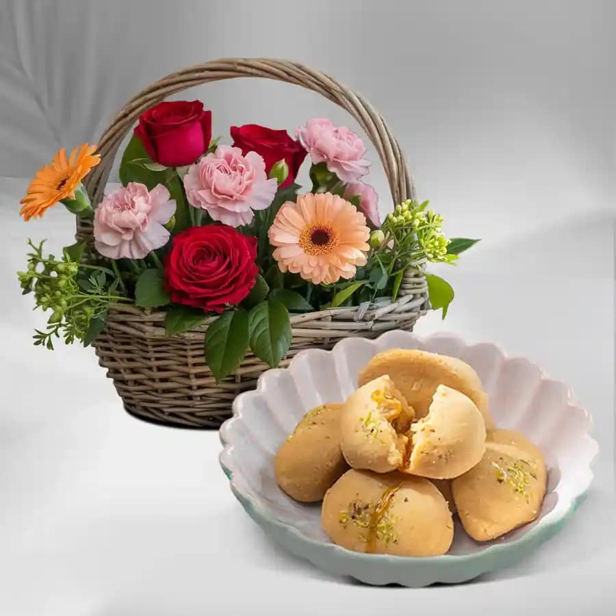 Mixed Flowers N Jalbhara Sandesh Gift